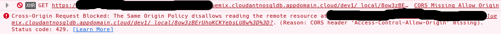 Firefox console error saying things about CORS and Status code 429